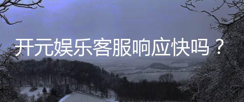 开元娱乐客服响应快吗?实测体验告诉你答案